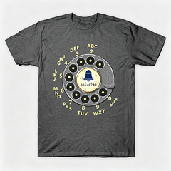 Vintage Rotary Phone Dial Pattern T-Shirt--VINT027