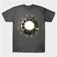 Vintage Rotary Phone Dial Pattern T-Shirt--VINT011