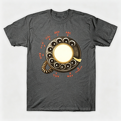 Vintage Rotary Phone Dial Pattern T-Shirt--VINT030