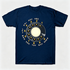 Vintage Rotary Phone Dial Pattern T-Shirt--VINT051