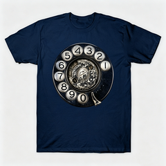 Vintage Rotary Phone Dial Pattern T-Shirt--VINT038