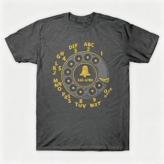 Vintage Rotary Phone Dial Pattern T-Shirt--VINT015