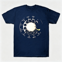 Vintage Rotary Phone Dial Pattern T-Shirt--VINT004