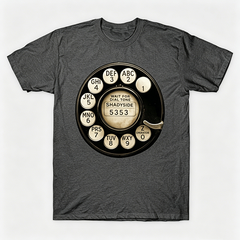 Vintage Rotary Phone Dial Pattern T-Shirt--VINT031
