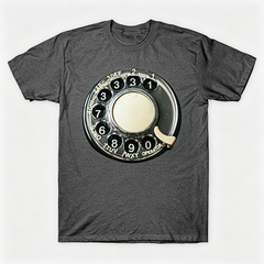 Vintage Rotary Phone Dial Pattern T-Shirt--VINT034