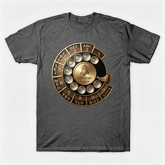 Vintage Rotary Phone Dial Pattern T-Shirt--VINT023