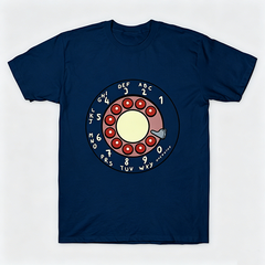 Vintage Rotary Phone Dial Pattern T-Shirt--VINT044