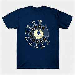 Vintage Rotary Phone Dial Pattern T-Shirt--VINT037
