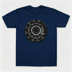 Vintage Rotary Phone Dial Pattern T-Shirt--VINT036