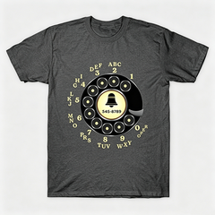 Vintage Rotary Phone Dial Pattern T-Shirt--VINT013