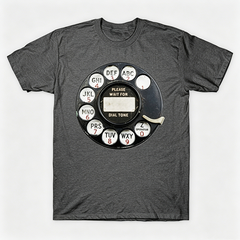 Vintage Rotary Phone Dial Pattern T-Shirt--VINT029