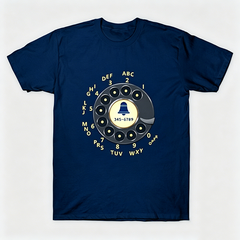 Vintage Rotary Phone Dial Pattern T-Shirt--VINT001