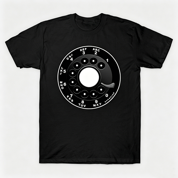 Vintage Rotary Phone Dial Pattern T-Shirt--VINT053