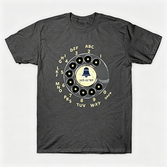 Vintage Rotary Phone Dial Pattern T-Shirt--VINT037