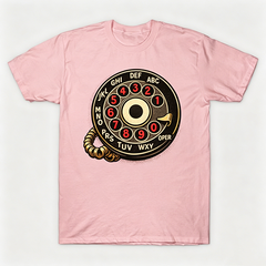 Vintage Rotary Phone Dial Pattern T-Shirt--VINT033