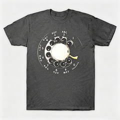 Vintage Rotary Phone Dial Pattern T-Shirt--VINT004