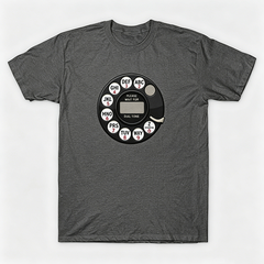 Vintage Rotary Phone Dial Pattern T-Shirt--VINT045