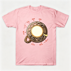 Vintage Rotary Phone Dial Pattern T-Shirt--VINT030