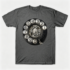 Vintage Rotary Phone Dial Pattern T-Shirt--VINT038