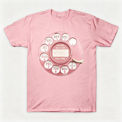 Vintage Rotary Phone Dial Pattern T-Shirt--VINT029