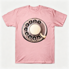 Vintage Rotary Phone Dial Pattern T-Shirt--VINT034