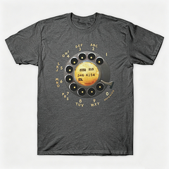 Vintage Rotary Phone Dial Pattern T-Shirt--VINT042