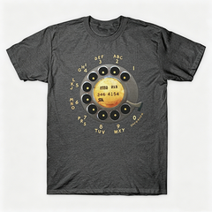 Vintage Rotary Phone Dial Pattern T-Shirt--VINT040