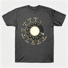 Vintage Rotary Phone Dial Pattern T-Shirt--VINT051