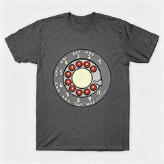 Vintage Rotary Phone Dial Pattern T-Shirt--VINT044