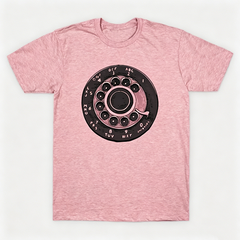 Vintage Rotary Phone Dial Pattern T-Shirt--VINT036
