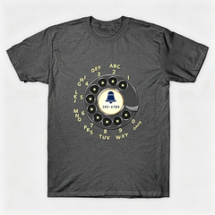 Vintage Rotary Phone Dial Pattern T-Shirt--VINT001