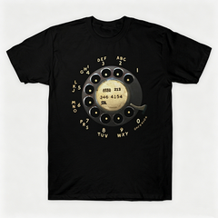 Vintage Rotary Phone Dial Pattern T-Shirt--VINT042