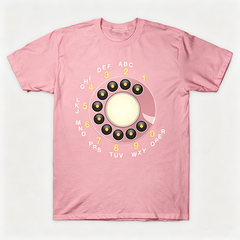 Vintage Rotary Phone Dial Pattern T-Shirt--VINT051