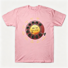 Vintage Rotary Phone Dial Pattern T-Shirt--VINT040