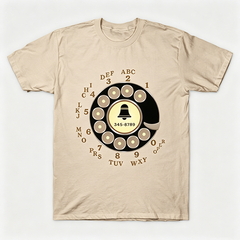 Vintage Rotary Phone Dial Pattern T-Shirt--VINT013