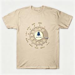 Vintage Rotary Phone Dial Pattern T-Shirt--VINT002