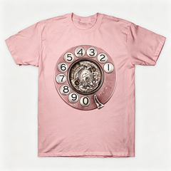 Vintage Rotary Phone Dial Pattern T-Shirt--VINT038
