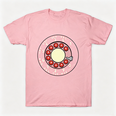 Vintage Rotary Phone Dial Pattern T-Shirt--VINT044