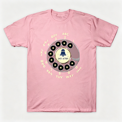 Vintage Rotary Phone Dial Pattern T-Shirt--VINT037