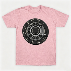 Vintage Rotary Phone Dial Pattern T-Shirt--VINT049