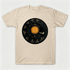 Vintage Rotary Phone Dial Pattern T-Shirt--VINT022