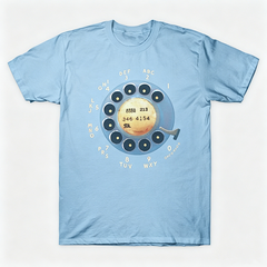Vintage Rotary Phone Dial Pattern T-Shirt--VINT042