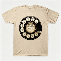Vintage Rotary Phone Dial Pattern T-Shirt--VINT031