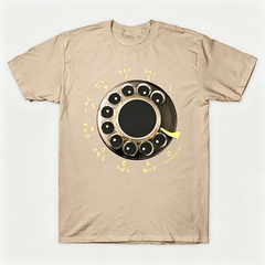 Vintage Rotary Phone Dial Pattern T-Shirt--VINT018