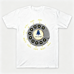 Vintage Rotary Phone Dial Pattern T-Shirt--VINT027