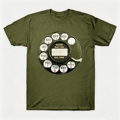 Vintage Rotary Phone Dial Pattern T-Shirt--VINT029