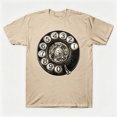 Vintage Rotary Phone Dial Pattern T-Shirt--VINT038