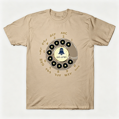 Vintage Rotary Phone Dial Pattern T-Shirt--VINT037