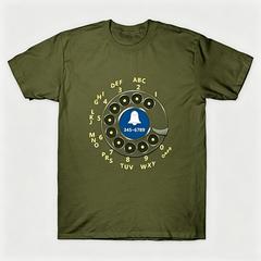 Vintage Rotary Phone Dial Pattern T-Shirt--VINT002
