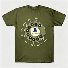 Vintage Rotary Phone Dial Pattern T-Shirt--VINT027
